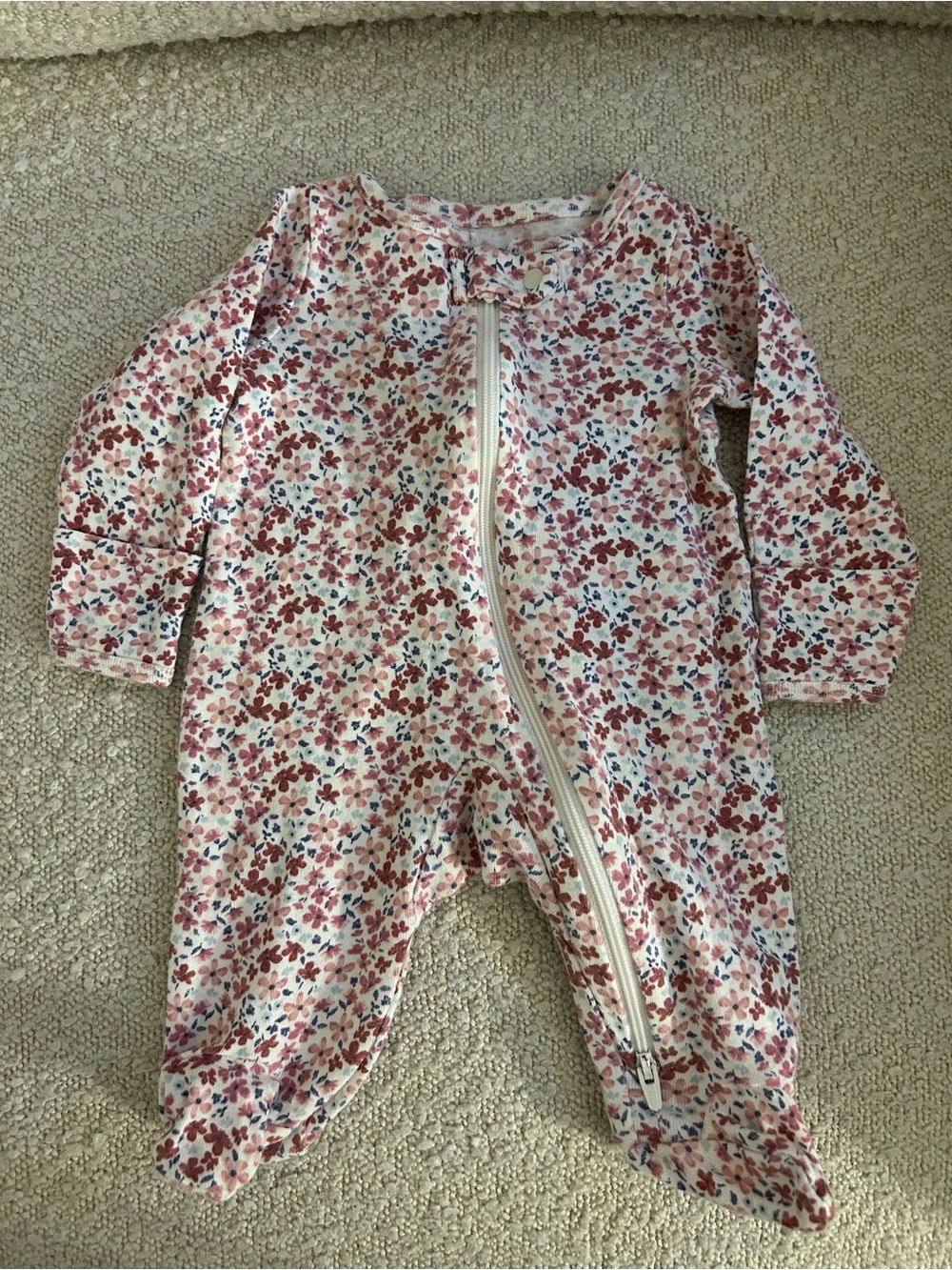 Carter's Floral Zip Footed One-Piece - Pink and Blue Floral